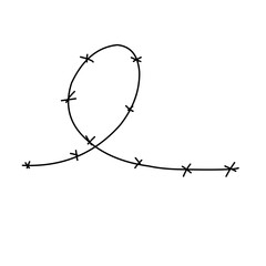 Doodle vector icon of barbed wire. Isolated on white background