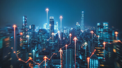 Obraz premium Smart digital Innovation city with connection network reciprocity over the cityscape. of future smart wireless city and social media networking systems that connects business people with in city