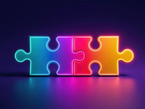 empathy marketing concept. A creative design of a glowing puzzle with pieces labeled Empathy, Engagement, and Solutions, empathy marketing engagement problem-solving