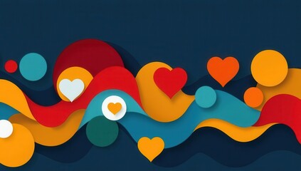 empathy marketing concept. An abstract art piece with flowing lines connecting icons of care, trust, and loyalty, empathy marketing engagement brand loyalty, conceptual emotional marketing