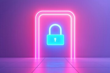 register account and security. Online registration with advanced security steps, glowing progress visuals confirming protection, 3D illustration