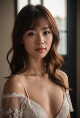 Asian Woman in Lace Top Portrait