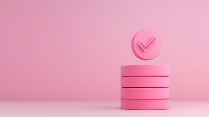 register account and confirmation. Real-time registration and confirmation system, dynamic checkmark visuals highlighting successful entries, 3D illustration