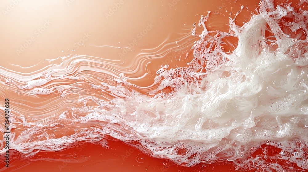 Aufkleber abstract white splash against a vibrant coral background, creating a dynamic visual effect.