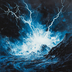 lightning over water