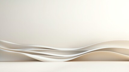 Obraz premium Elegant abstract waves design in soft neutral tones, featuring smooth flowing lines.