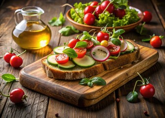 Crisp tabua salad bursts with Mediterranean flavor: olives, herbs, and crusty bread.