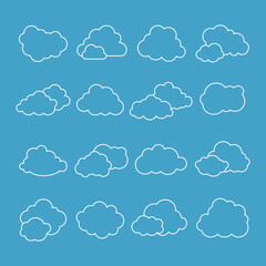 Fototapeta premium Set of cloud doodle vector