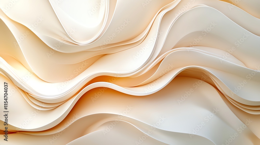 Poster elegant wavy abstract pattern with soft beige tones, smooth flowing lines and gentle curves.