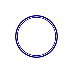 Double circle frame template, Vector draft element for stamp seal in blue color