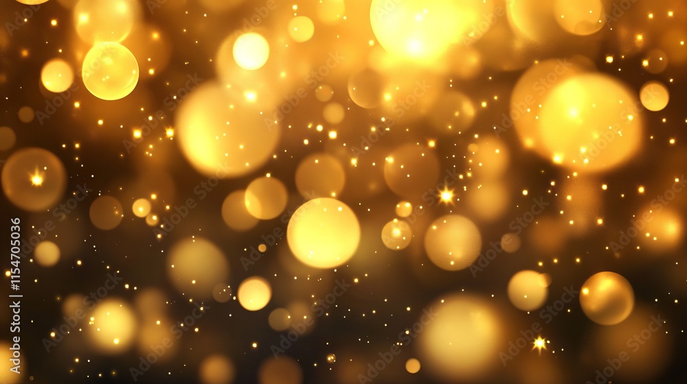 Poster abstract bokeh light background with soft golden glow and blurred sparkling circles, perfect for ele