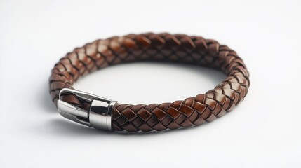 Stylish Leather Bracelet with Metallic Clasp