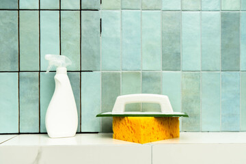 Labor involved in applying epoxy grout with sponge and cleaner for tile restoration.