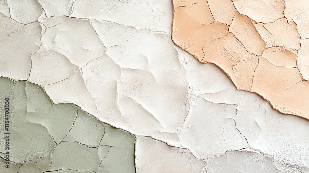 Poster textured wall surface with multicolored cracked paint patterns and abstract design elements.