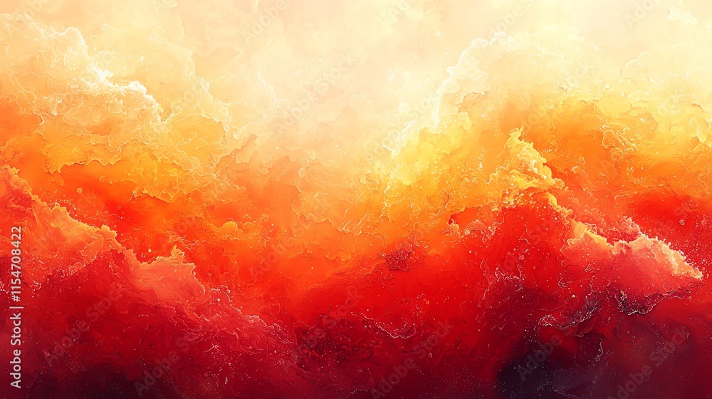 Poster Vibrant abstract red and orange clouds blending in a captivating gradient pattern.