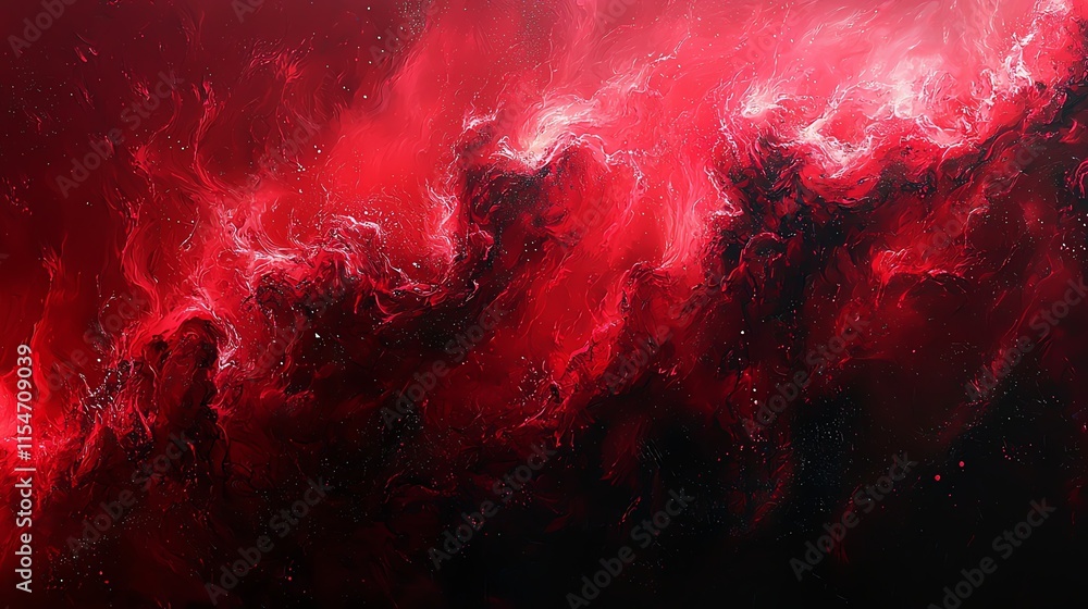 Poster vibrant red and black abstract pattern with swirling energy and dynamic texture.