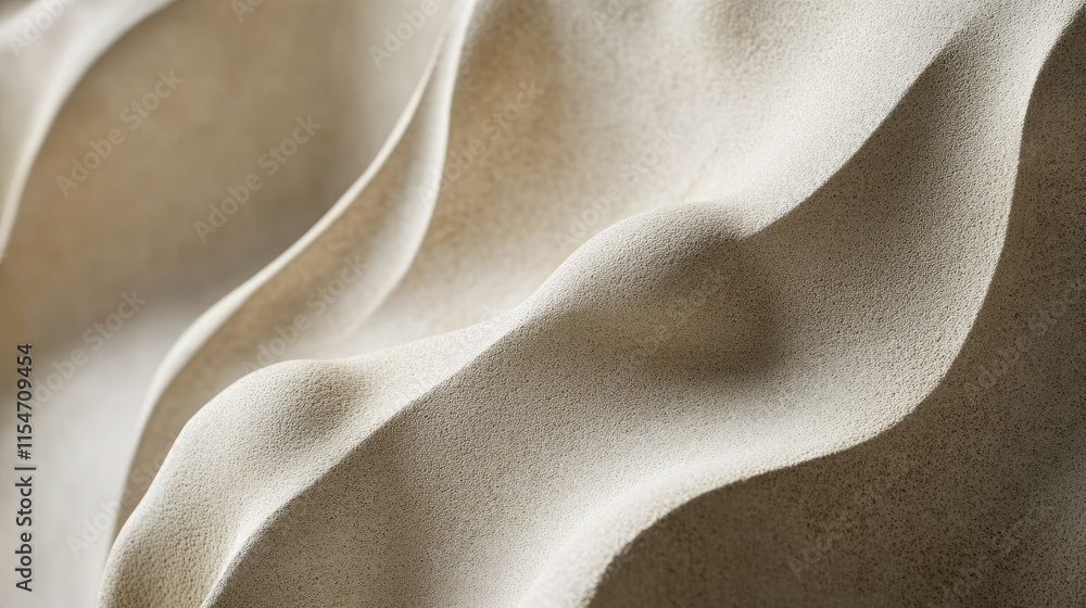 Poster abstract texture of soft beige fabric with gentle curves and waves