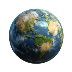 A globe of the earth with the continents of North America, South America, Europe