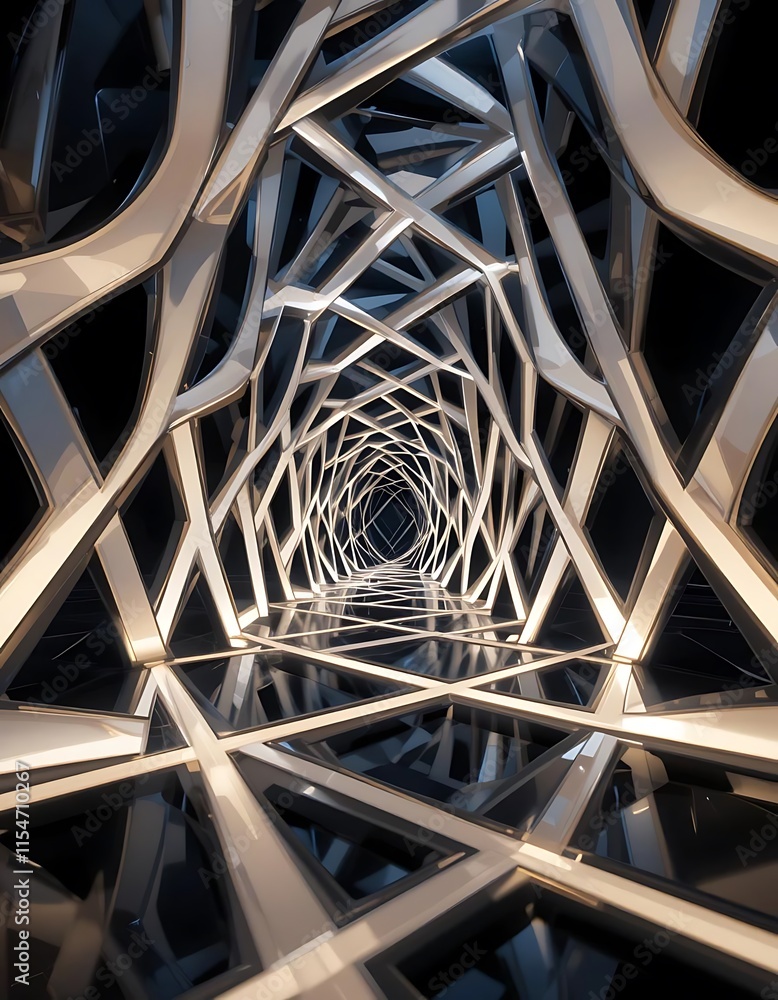 Poster abstract metallic structure tunnel design