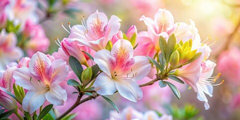 Obraz premium Watercolor azalea wallpaper: a soft pink and white floral desktop dream.