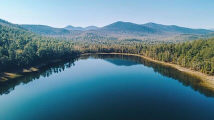 Fototapeta premium Breathtaking Aerial View of Pristine Alpine Lake in Nature