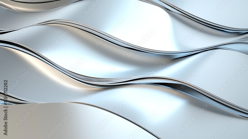 Poster abstract metallic waves creating a smooth, flowing surface pattern.