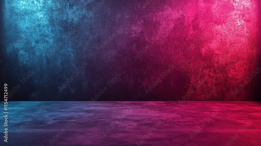 Poster neon colored background with empty space on floor and wall