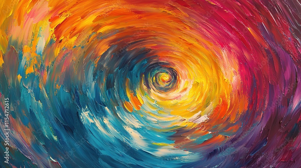 Poster abstract spiral tunnel with vibrant colors in a dynamic background