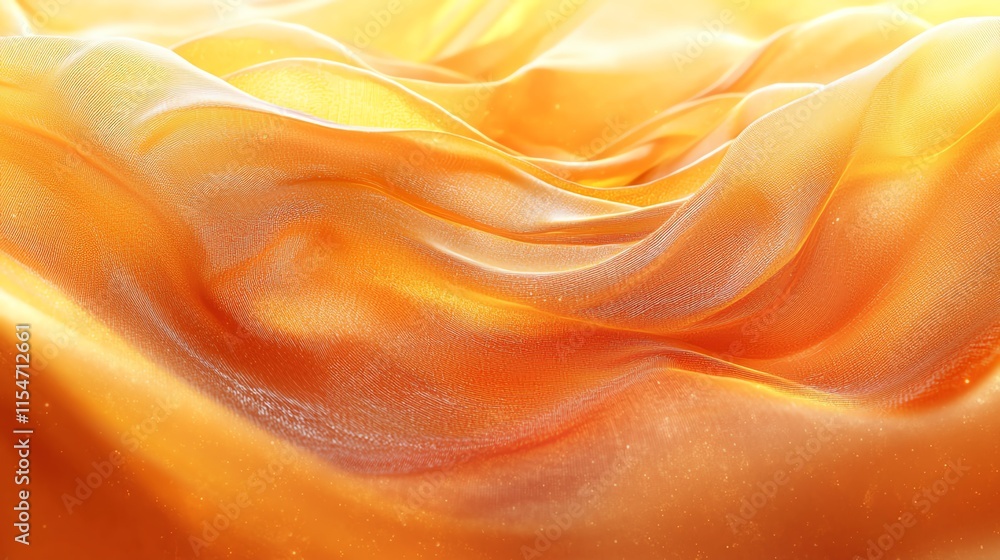 Poster abstract orange and yellow fabric waves creating a vibrant and dynamic background.