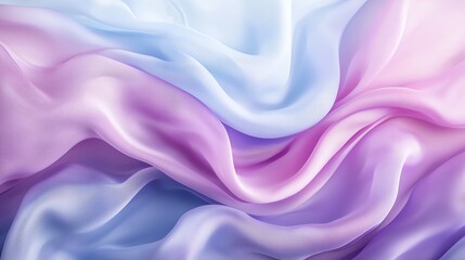 Obraz premium Abstract pastel fabric waves in pink, blue, and purple, creating a soft and flowing harmony.