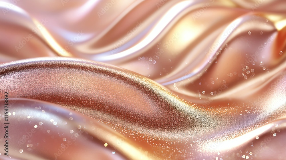 Aufkleber abstract shiny metallic waves with soft lighting and sparkling highlights.