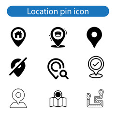 Location pin vector art icon set illustration on white background.