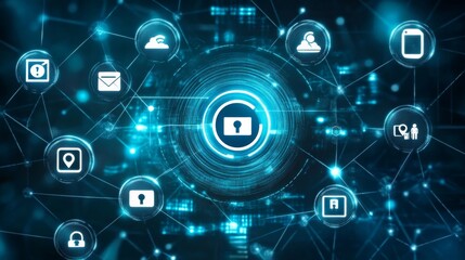 Modern Communication Technology Symbols on Minimalist Background