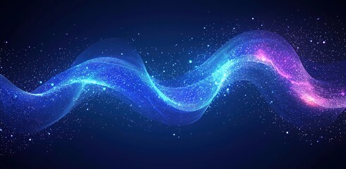 Abstract Blue Background with Glowing Polygon Grid and Data Transmission Concept. Vector Illustration of Big Data with AI Digitalism and Organic Nature Blend