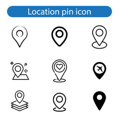 Location pin vector art icon set illustration on white background.