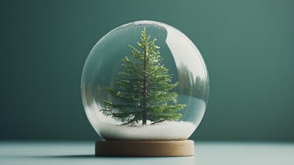 a small decorative snow globe with a Christmas tree inside