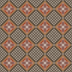 Japanese Flower Square Diamond Vector Seamless Pattern