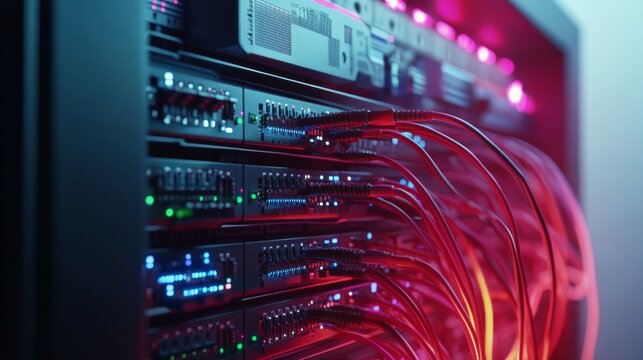 Data Center Equipment with Studio Lighting Background