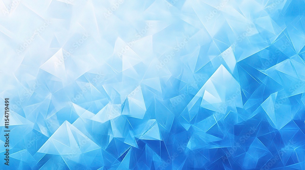 Poster geometric blue ice texture background with sharp crystal forms