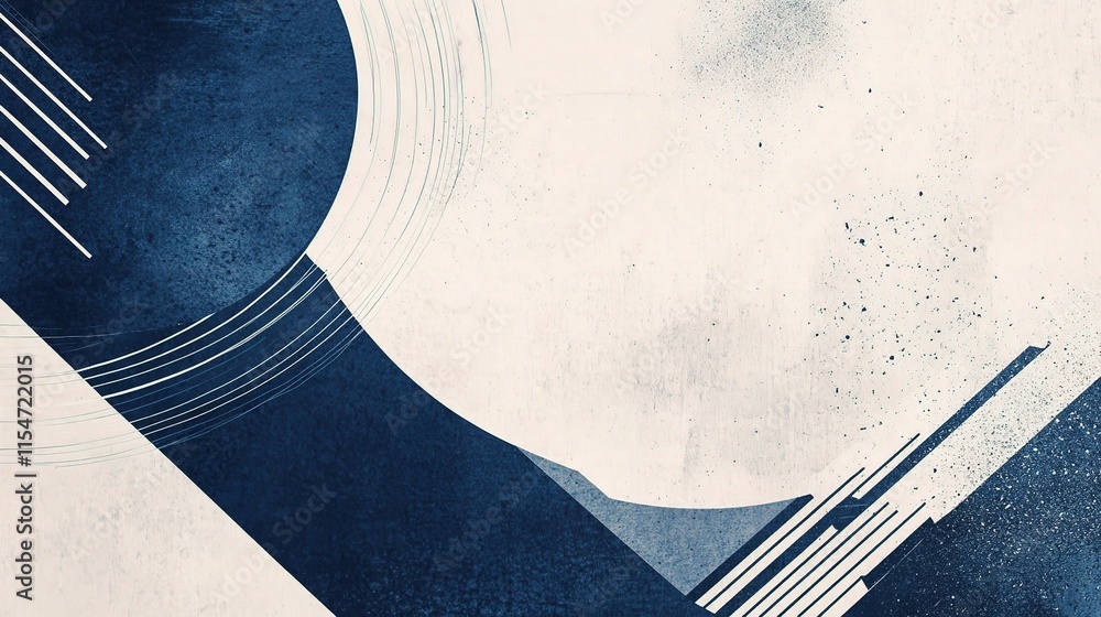 Poster dynamic minimal geometric background with blue shapes and lines