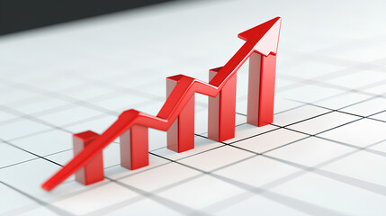 A large red arrow points downwards over a gridded financial chart showing a sharp decline in value, with the bars of the chart going from high to low