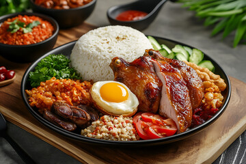 Fototapeta premium Scrumptious Chicken Rice Plate