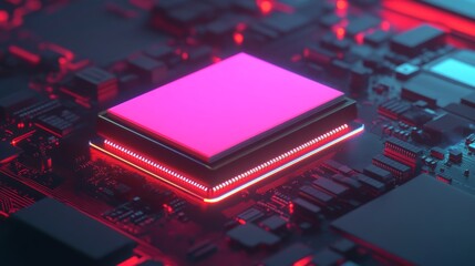 Glowing Microchip in Minimalist Style with Diffused Lighting