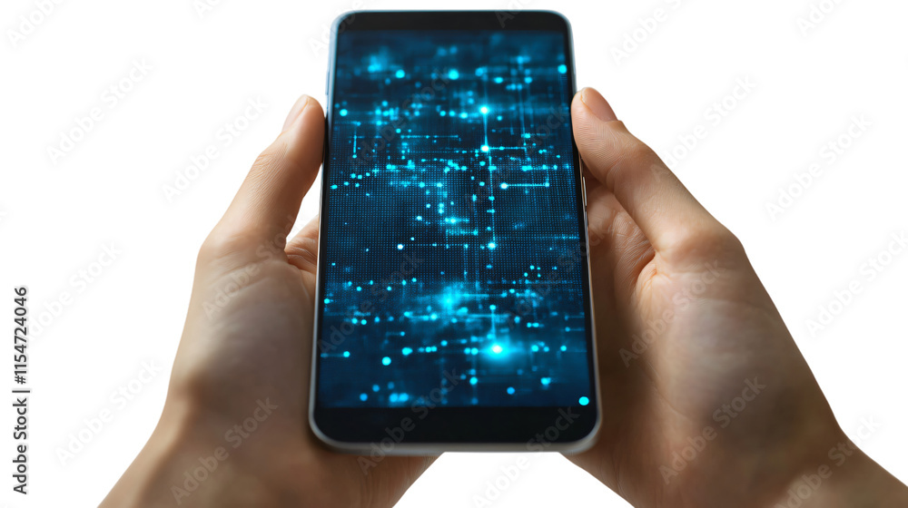 Aufkleber mobile phone displaying futuristic digital data network