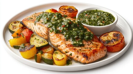 Zesty Salmon Steak with Chimichurri Sauce