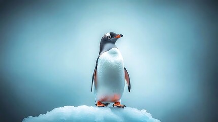 Obraz premium Gentoo Penguin on Ice, Antarctic Wildlife - Wildlife photography