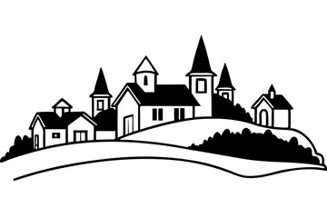 Naklejka premium vector illustration of a village
