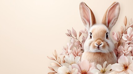 Cute Bunny Rabbit in Spring Blossoms - Pastel color palettes