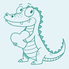 Fototapeta premium Charming Smiling Crocodile Illustration with Heart for Kids’ Projects and Fun Themes