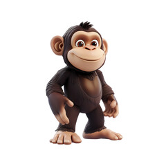 Adorable 3D Chimpanzee Cartoon Cute Monkey Happy Primate